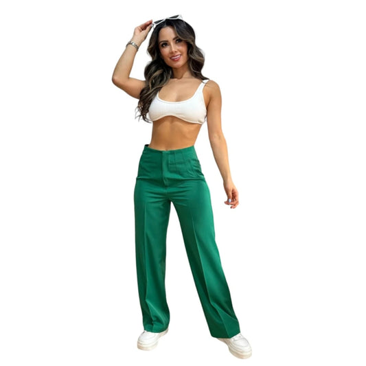 PANTALON PALAZZO VERDE CALI