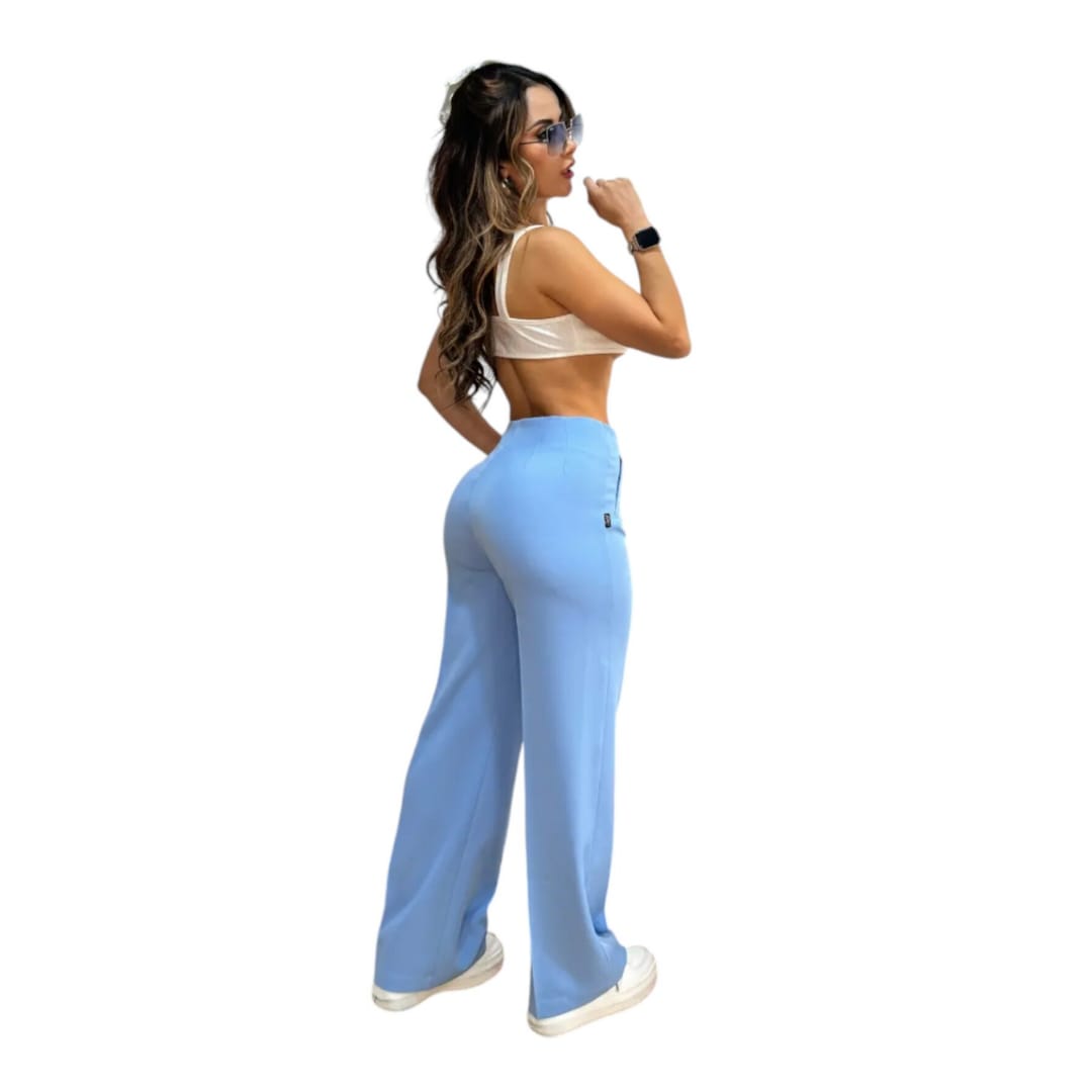 PANTALON PALAZZO AZUL CELESTE