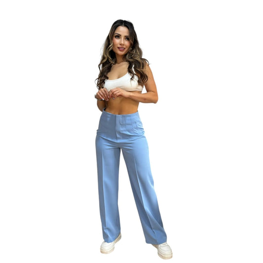 PANTALON PALAZZO AZUL CELESTE